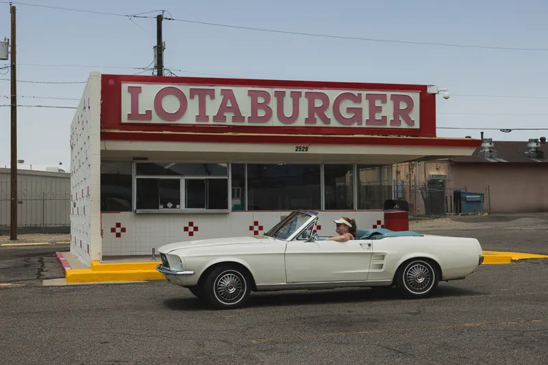 Blake’s Lotaburger: The stand, a white convertible out front