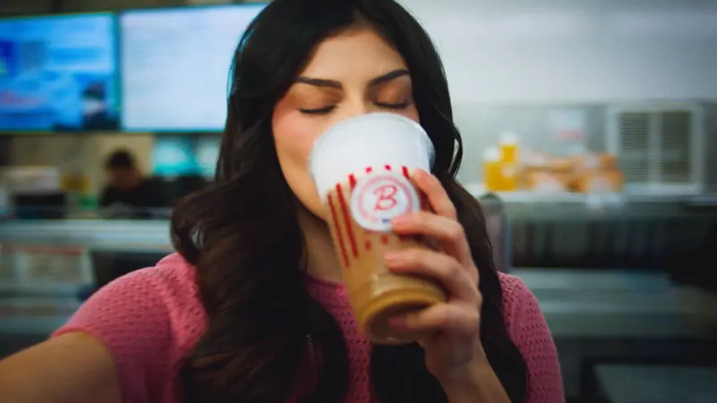 Blake’s Lotaburger: Iced coffee, eyes closed