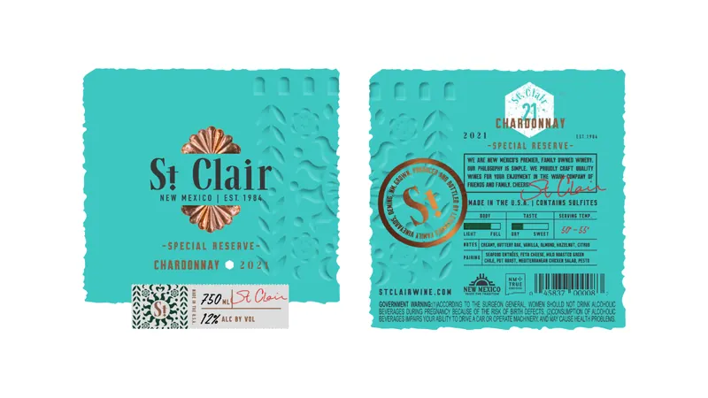 St. Clair Wines: Special Reserve label, teal