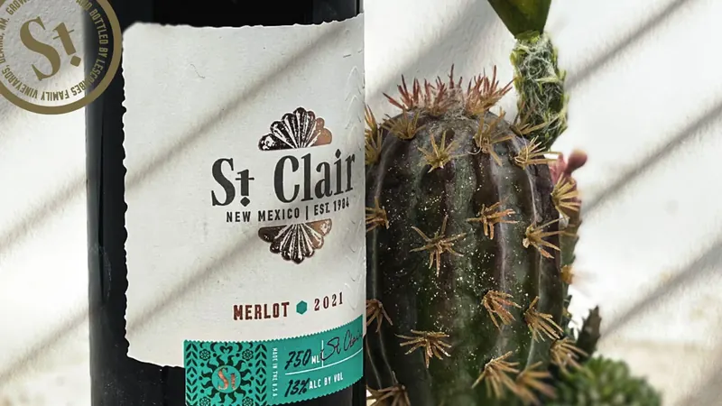 St. Clair Wines: Merlot label, cactus